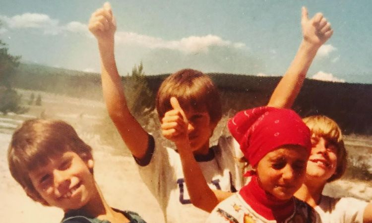 A childhood picture of Justin Fonda(red scarf) and his friends.